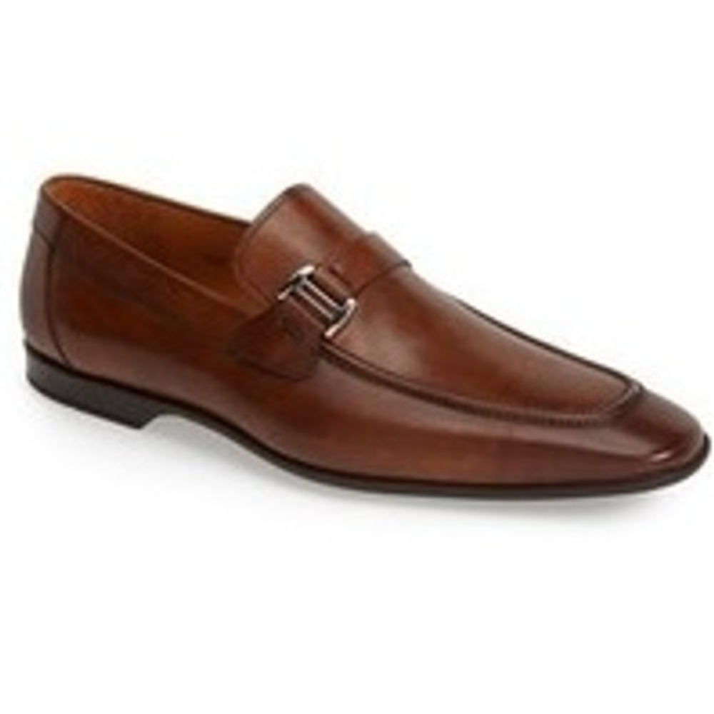 Magnanni Men's Brown‎ Square Toe Rubber Outsole Slip On Lino Loafers Size 9.5